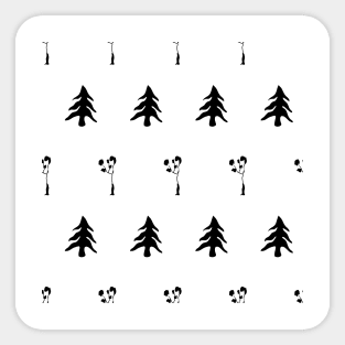 silhouettes, trees, plant, ecology, nature, ornament, seamless,  repeat, forest, winter Sticker